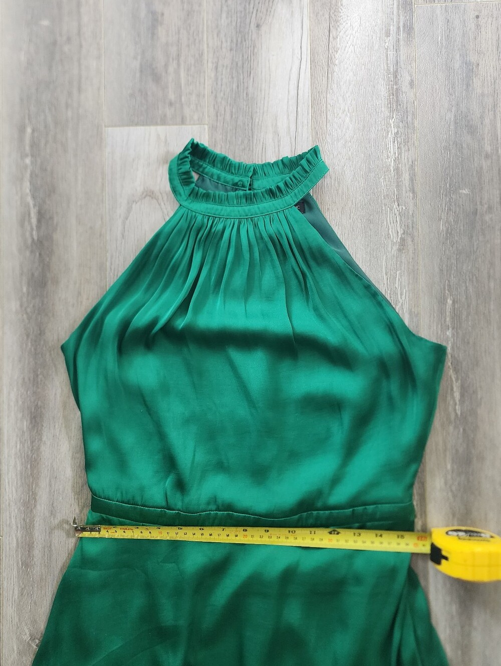 Banana Republic Emerald Green Soft Satin Midi Halter Dress 10T Tall - Picture 3 of 10